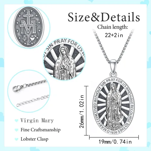 Miniatura 279 de Odinstone Collar de plata de ley 925 con medalla de San Miguel/San Cristóbal/San Benito/Crucifijo de Jesús/San Uriel/Arcángel Rafael para hombres