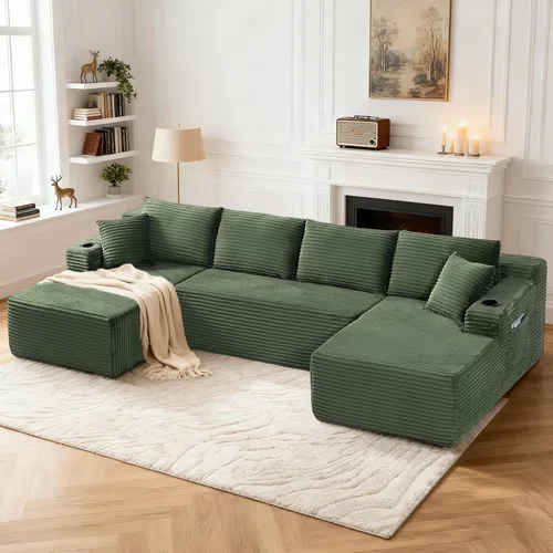 Miniatura 10 de Tmsan Sofá de 3 plazas sin hueso de 80.7 pulgadas para sala de estar con portavasos y asiento profundo de 26 pulgadas, bolsillos laterales, sofá