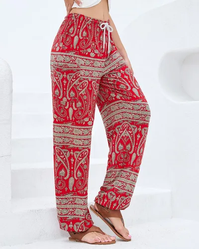 Miniatura 9 de QIANXIZHAN Pantalones de harén para mujer, pantalones hippie palazzo, pantalones bohemios, ropa de yoga con bolsillos