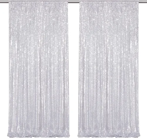 Miniatura 60 de Cortinas de fondo de lentejuelas rosas de 2 piezas, 2 pies x 8 pies, fondo de fotografía, cortina para fiestas con purpurina, fondo de boda, tela