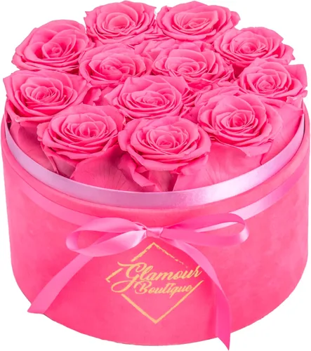 Miniatura 10 de GLAMOUR BOUTIQUE Flowers Forever - Caja de regalo, 12 rosas preservadas reales en caja blanca de terciopelo, regalo floral para esposa, mamá o ella