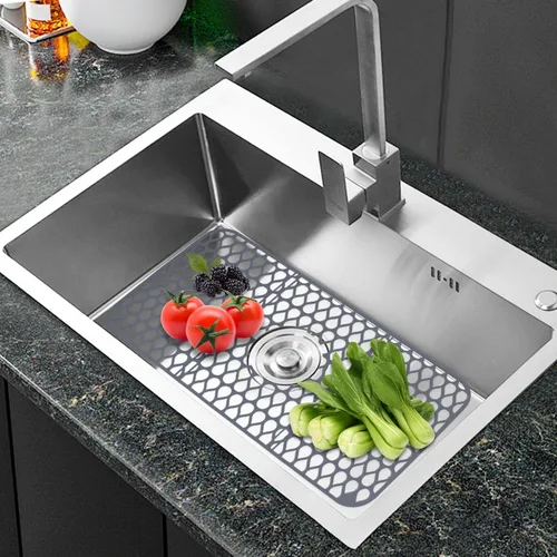 Miniatura 8 de NICE DAY Tapete para fregadero, protectores de fregadero de cocina, antideslizante, sin PVC, de silicona, pequeño, 12.8 x 11.3 pulgadas