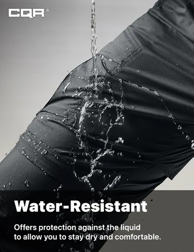 Miniatura 6 de CQR Pantalones cargo convertibles para hombre, resistentes al agua, con cremallera, ligeros, elásticos, UPF 50+, pantalones de trabajo al aire libre