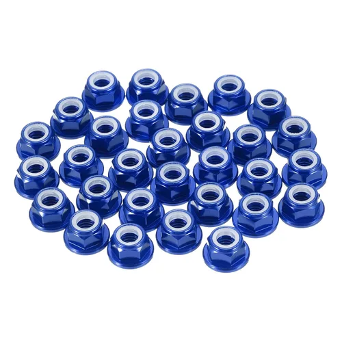 Miniatura 15 de MECCANIXITY 30 piezas de tuercas de bloqueo de aleación de aluminio M5 con paso de 0.8 mm, tuercas hexagonales con brida de nylon con rosca dentada