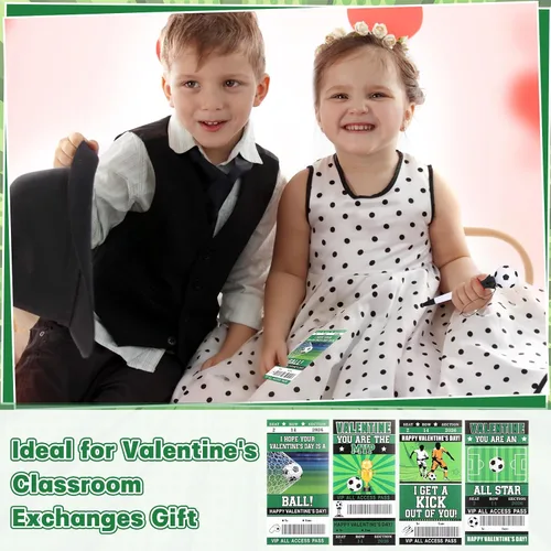 Miniatura 6 de Sayglossy Juego de 28 tarjetas deportivas para el día de San Valentín con bolígrafo – Bolígrafos de fútbol 2026, tarjetas deportivas para el día