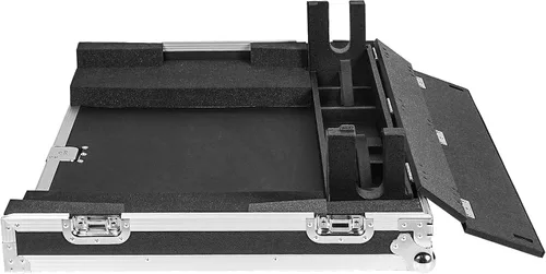 Miniatura 6 de Sound Town ATA Estuche de Mezclador de Madera Contrachapada con Protección de Espuma Interior, Casa de Perro y Ruedas con Respaldo para Consola