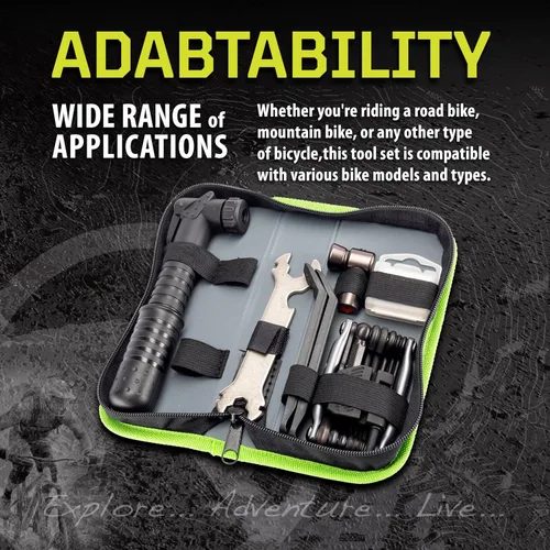 Miniatura 6 de Kilimanjaro - Kit de 40 piezas de bomba de bicicleta y herramientas de reparación – 19 en 1 multiherramienta plegable, mini bomba de neumáticos