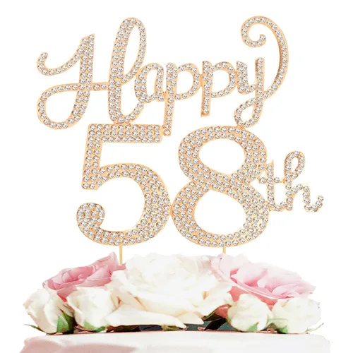 Miniatura 61 de LASKYER Decoración de feliz cumpleaños número 10, decoración de pastel de diamantes de imitación dorados de 10º cumpleaños – Letrero de metal