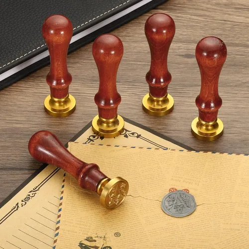 Miniatura 6 de PATIKIL Sello de cera del alfabeto T, sello de cera de sellado de letra inicial, clásico retro, cabeza de latón extraíble, mango de madera