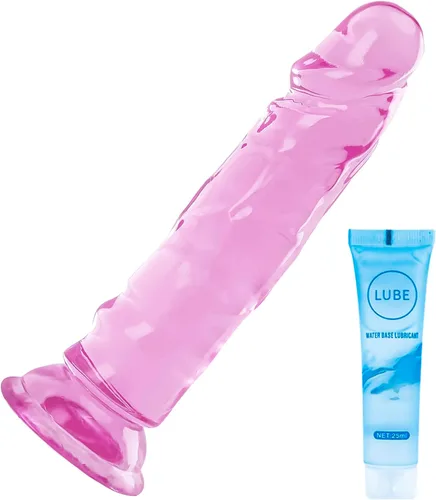 Miniatura 25 de Juguetes sexuales suaves y realistas de 9.4 pulgadas con ventosa para jugar con manos libres, pene grueso azul-morado adecuado para Violeta-Azul