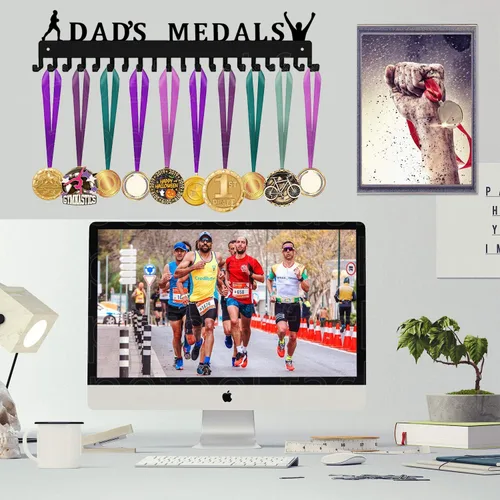 Miniatura 8 de Soporte para medallas – She Believed She Could She Did – Soporte personalizado para medallas para corredor de carreras deportivas, placa de metal