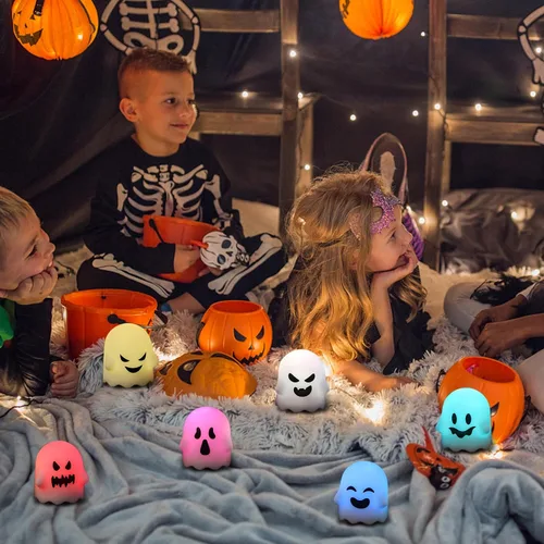 Miniatura 5 de Wondise Velas parpadeantes sin llama de Halloween con control remoto y temporizador, velas de té que cambian de color, velas LED espeluznantes
