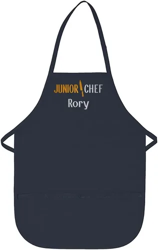 Miniatura 8 de Delantal personalizado bordado Junior Chef Kids Delantal Juego de blanco.
