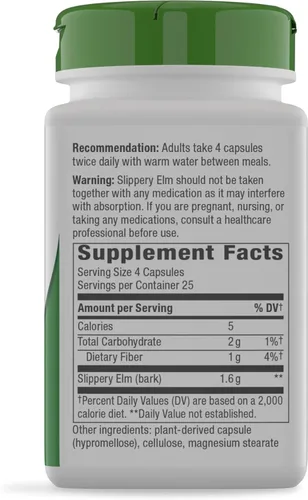 Miniatura 8 de Nature's Way Corteza de olmo resbaladizo, soporte tradicional para calmar el tracto gastrointestinal*, cápsulas veganas de olmo resbaladizo, 100