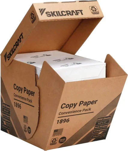 AbilityOne - 7530016111896-Papel de Copia Conveniencia Reciclado 100% Post-Consumo - Envuelto en Resma - 5 Resmas/BX - 2500 unidades