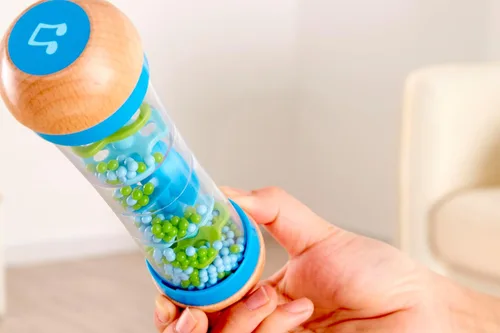 Miniatura 7 de Hape Gotas de Lluvia con Cuentas Mini Juguete Musical de Madera Agitador y Sonajero Hacedor de Lluvia, Azul, Número de Modelo: E0328B