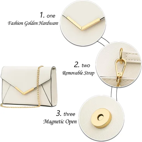 Miniatura 4 de KKXIU Bolso Clutch de Noche Tipo Sobre de Cuero Sintético Elegante para Mujer, Bolso Plegable para Fiesta, Boda, Graduación