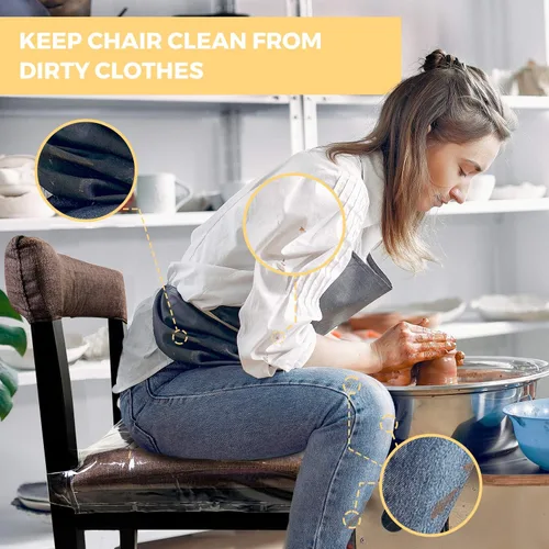 Miniatura 6 de Paquete de 2 fundas de plástico grandes para sillas de comedor, protectores de asiento transparentes con correa de cinturón ajustable para asientos