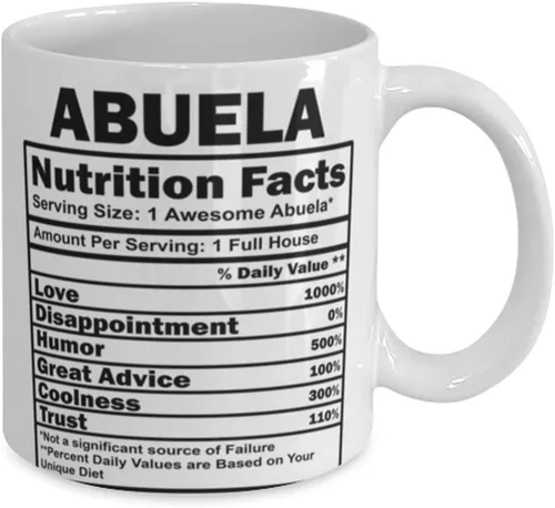 Miniatura 2 de ODDITEES Taza divertida de Abuela con información nutricional de Abuela Taza de café 11oz Blanco