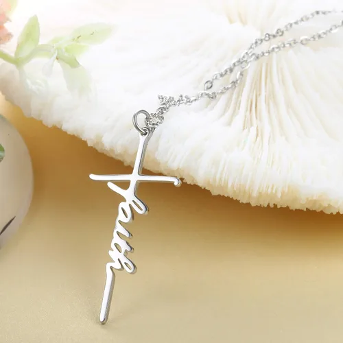 Miniatura 4 de Jewenova Collar de cruz de fe, collar con colgante de fuerza de esperanza amada, joyería religiosa, regalo para mujer, collar de cadena con colgante