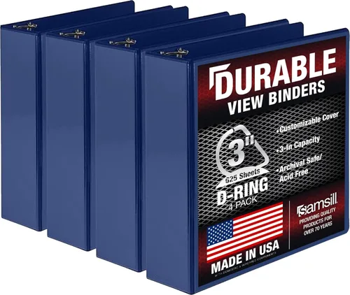 Miniatura 132 de Samsill Carpeta duradera de 1.5 pulgadas, fabricada en los Estados Unidos, carpeta de anillos en D, carpeta transparente personalizable, color rojo