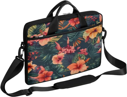 Bolsa de hombro impermeable para laptop de 14 a 15.6 pulgadas, bolsa de mensajero para computadora portátil, Diseño de flores tropicales
