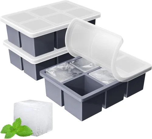 Miniatura 15 de Bandeja grande para cubitos de hielo para whisky: FDDBI Molde grande cuadrado para cubitos de hielo para cóctel - Paquete de 3 bandejas de silicona