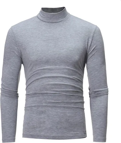 Miniatura 2 de Camisetas negras para hombre 2023 de manga larga cuello alto cálido suéter casual suave cómodo sólido Mock Pullover Undershirt