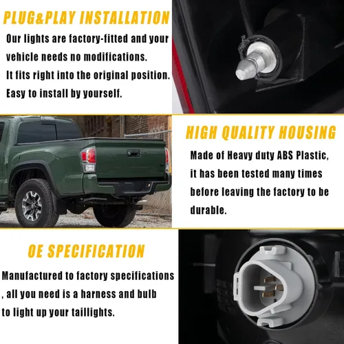 Miniatura 5 de Boine Compatible con Toyota Tacoma Pickup 2020 2021 2022 2023 Lado Derecho del Pasajero Estilo de Fábrica Carcasa de Luz Trasera