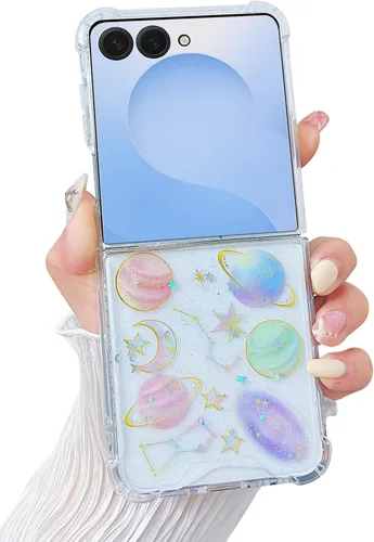 Miniatura 9 de Compatible con Samsung Galaxy Flip 4, funda transparente con flores secas prensadas, para mujeres y niñas, TPU suave a prueba de golpes, funda