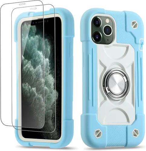 Miniatura 43 de Funda para iPhone 11 de 6.1 pulgadas con soporte de anillo, con 2 protectores de pantalla de vidrio, resistente a los golpes, resistente a