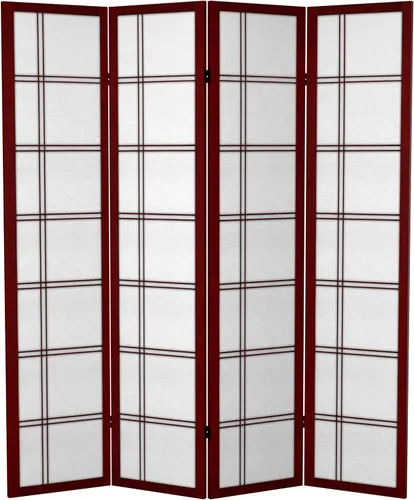 Miniatura 13 de Oriental Furniture - Divisor doble de lona con cruz de 6 pies de alto, palisandro, 6 paneles Rosewood