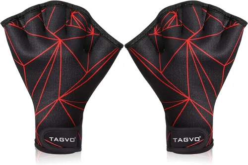TAGVO Guantes acuáticos de natación, guantes acuáticos para ayudar a la resistencia de la parte superior del cuerpo, guantes de natación con malla