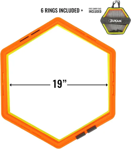 Miniatura 2 de Anillos hexagonales de agilidad para entrenamiento de velocidad y agilidad, entrenamiento de pies, escalera con bolsa de transporte (6 anillos)