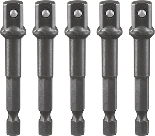 Miniatura 7 de Biaungdo Adaptador de broca cuadrada, 5 piezas de extensión de enchufe de impacto hexagonal de 1/4, adaptador de enchufe de impacto para taladros