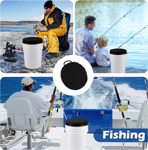 Miniatura 5 de Asiento de cubo de 5 galones, asiento giratorio de 360 grados, tapa de asiento de cubo con funda impermeable para caza de pato paloma, pesca, Rojo