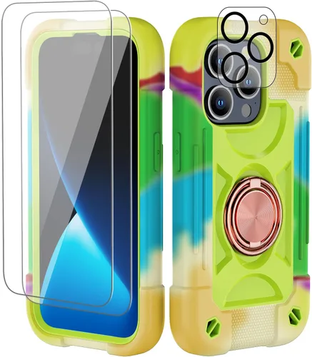 Miniatura 60 de Funda para iPhone 11 de 6.1 pulgadas con soporte de anillo, con 2 protectores de pantalla de vidrio, resistente a los golpes, resistente a