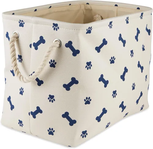 Miniatura 8 de Bone Dry - Colección de almacenamiento para mascotas con diseño de huella de pata y hueso, rectángulo pequeño, 14x8x9 pulgadas, color rosa 2-Rosa