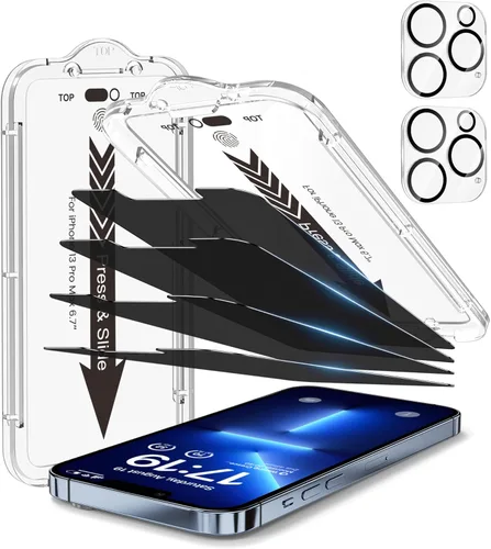 Miniatura 38 de EZ-GLAZ - Paquete de 4 + 2 protectores de pantalla de privacidad para iPhone 13 [6.1 pulgadas] con protector de lente de cámara