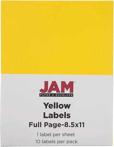 Miniatura 5 de JAM PAPER Etiquetas de envío de hoja completa - Papel adhesivo imprimible - 8 1/2 x 11 - Amarillo - 10 páginas completas/paquete