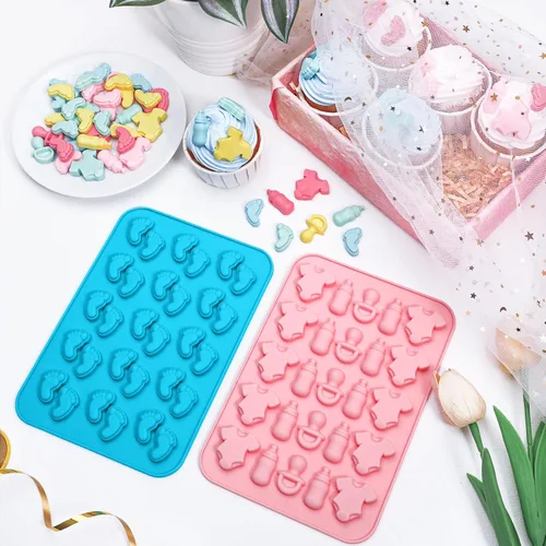 Miniatura 7 de Webake Molde para pies de bebé, molde para chupete de biberón, tamaño de bocado, moldes de silicona para caramelos de chocolate, molde de goma