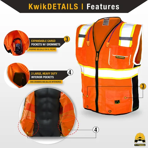Miniatura 5 de KwikSafety - Charlotte, NC - CLASSIC & SUPREME Safety Vest [Jumbo Pocket] Class 2 Work PPE ANSI Tested OSHA Compliant