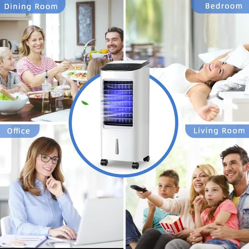 Miniatura 7 de ARLIME Enfriador de aire evaporativo, ventilador de aire acondicionado portátil 3 en 1 y humidificador, 3 velocidades de viento, 3 modos, pantalla