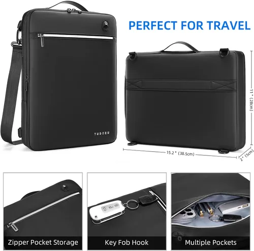 Miniatura 4 de TUDEQU Bolsa para laptop de 15.6 pulgadas con correa, bolsa de computadora, funda para portátil, funda para laptop, bolsa de hombro para computadora