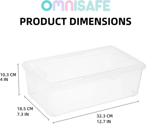 Miniatura 2 de Paquete de 12 cajas de almacenamiento de plástico apilables de 6 cuartos de galón, contenedor anestable sin BPA para organizar zapatos, caja