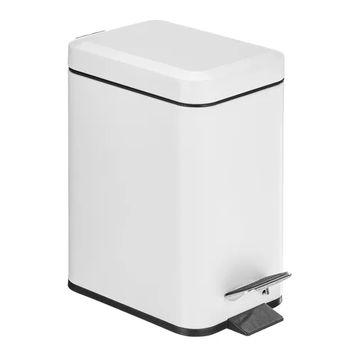 Miniatura 9 de mDesign Pequeño y moderno cubo de basura rectangular de metal con tapa y pedal de 1.3 galones, compacto, con cubo interior extraíble con asa