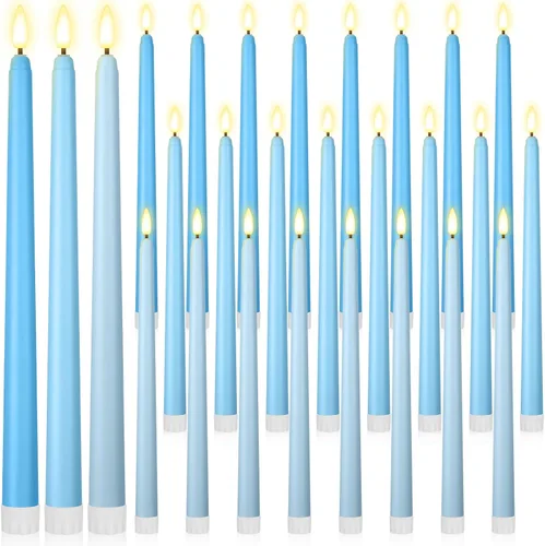 Miniatura 21 de Macarrie 24 Paquetes de Velas Cónicas Sin Llama Operadas con Batería Falsas de 11 Pulgadas de Largo Luz de Vela LED Sin Llama Parpadeantes Cónicas