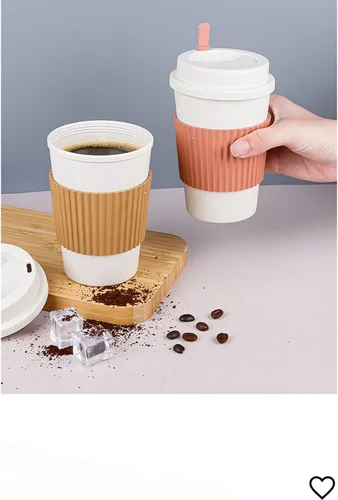 Miniatura 9 de Taza de café sellada con paja de trigo, taza de plástico portátil creativa, taza de alimentos de alto valor que acompaña a beber 16.9 fl oz/17 oz