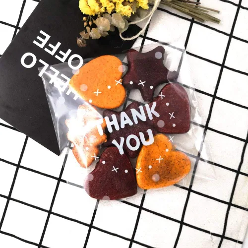 Miniatura 7 de 200 bolsas transparentes autoadhesivas para golosinas – Bolsas de celofán para galletas y dulces con diseño "THANK YOU" para panadería y recuerdos