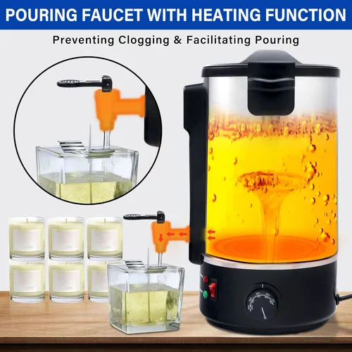 Miniatura 5 de TCFUNDY Olla para Derretir Cera para Hacer Velas 8.45Qts/17Lbs, Olla Eléctrica Antiadherente para Derretir Cera 8L, Kit DIY para Hacer Velas